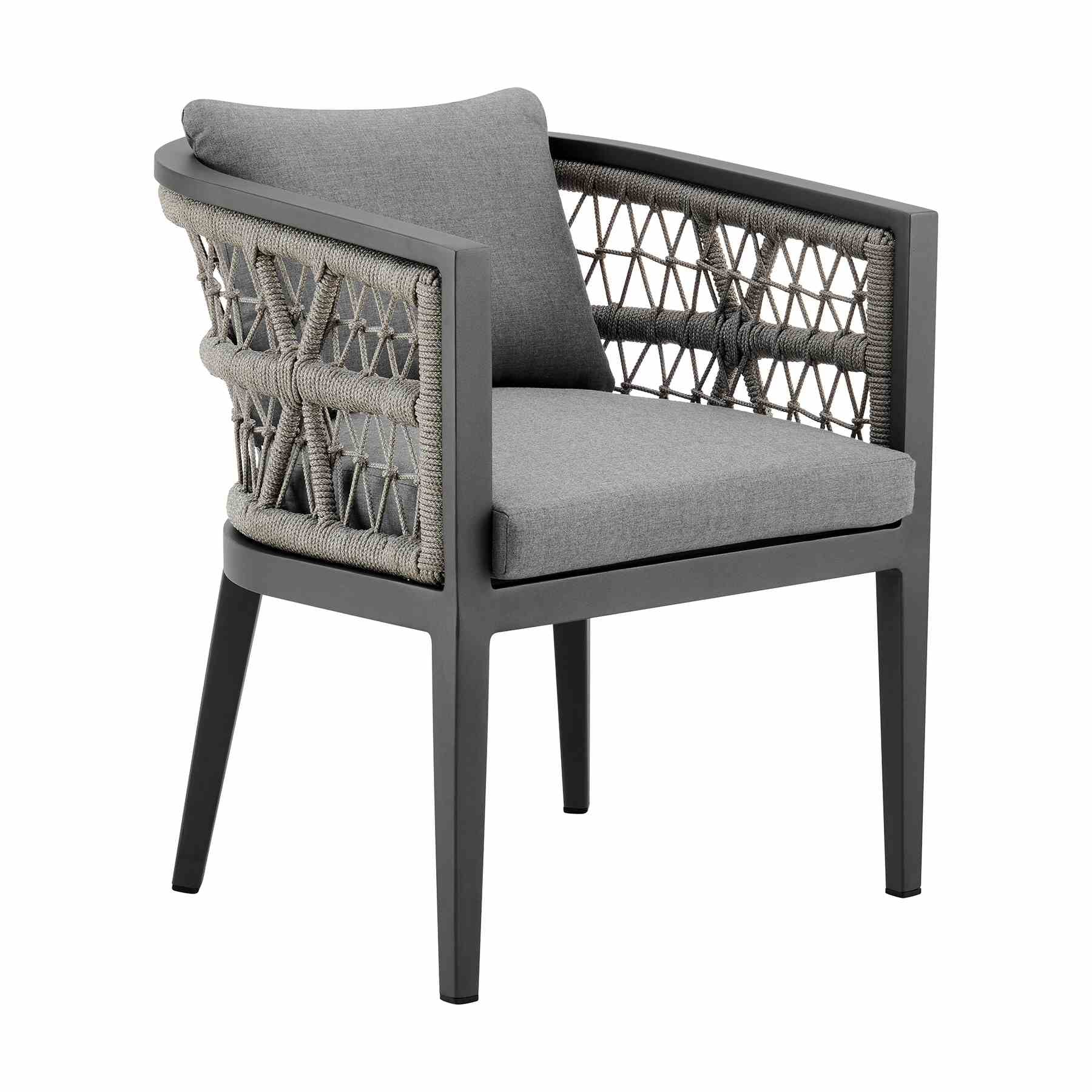 Zella Outdoor Patio 5 Piece Dining Set in Aluminum with Light Gray Rope and Cushions - Image 2