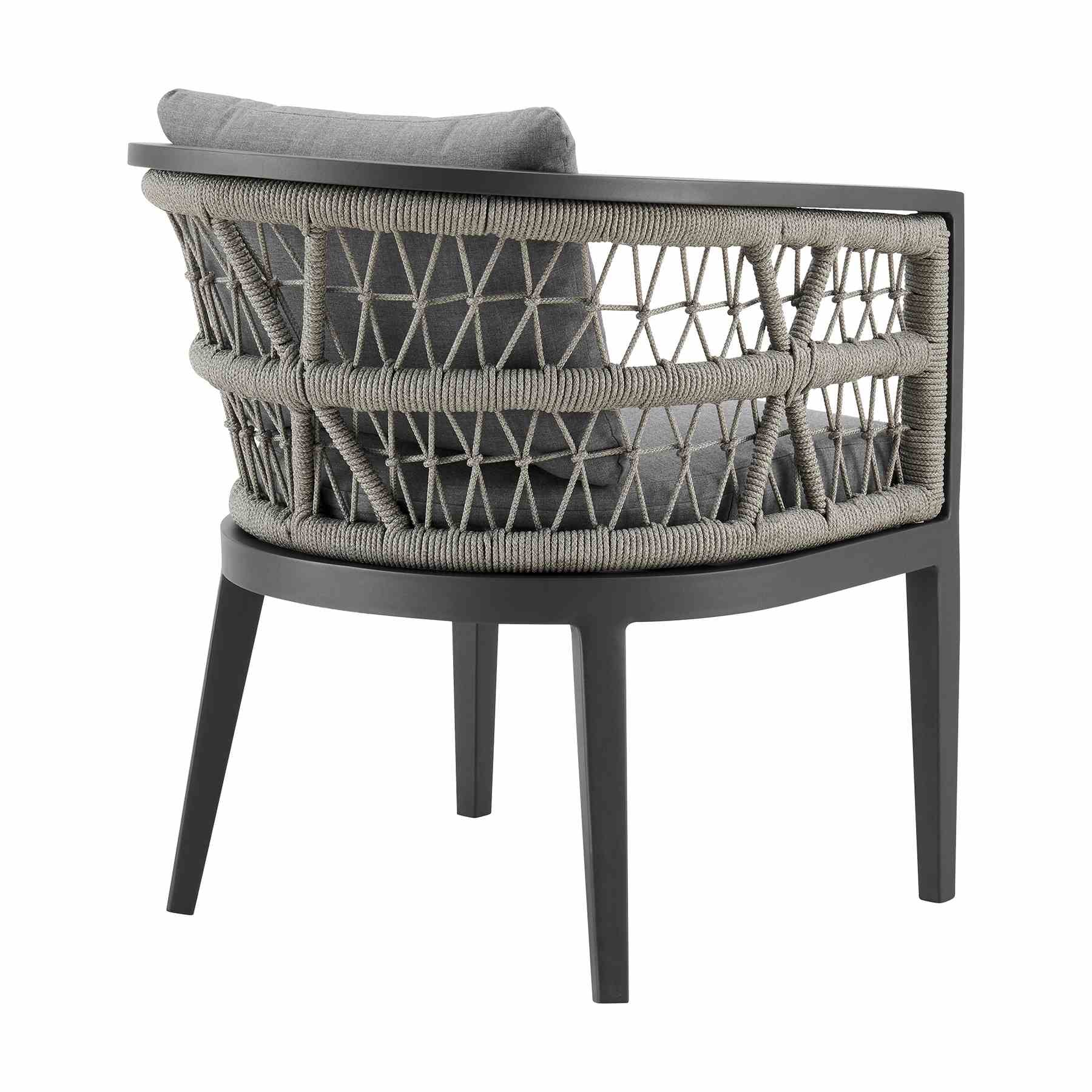Zella Outdoor Patio 5 Piece Dining Set in Aluminum with Light Gray Rope and Cushions - Image 3