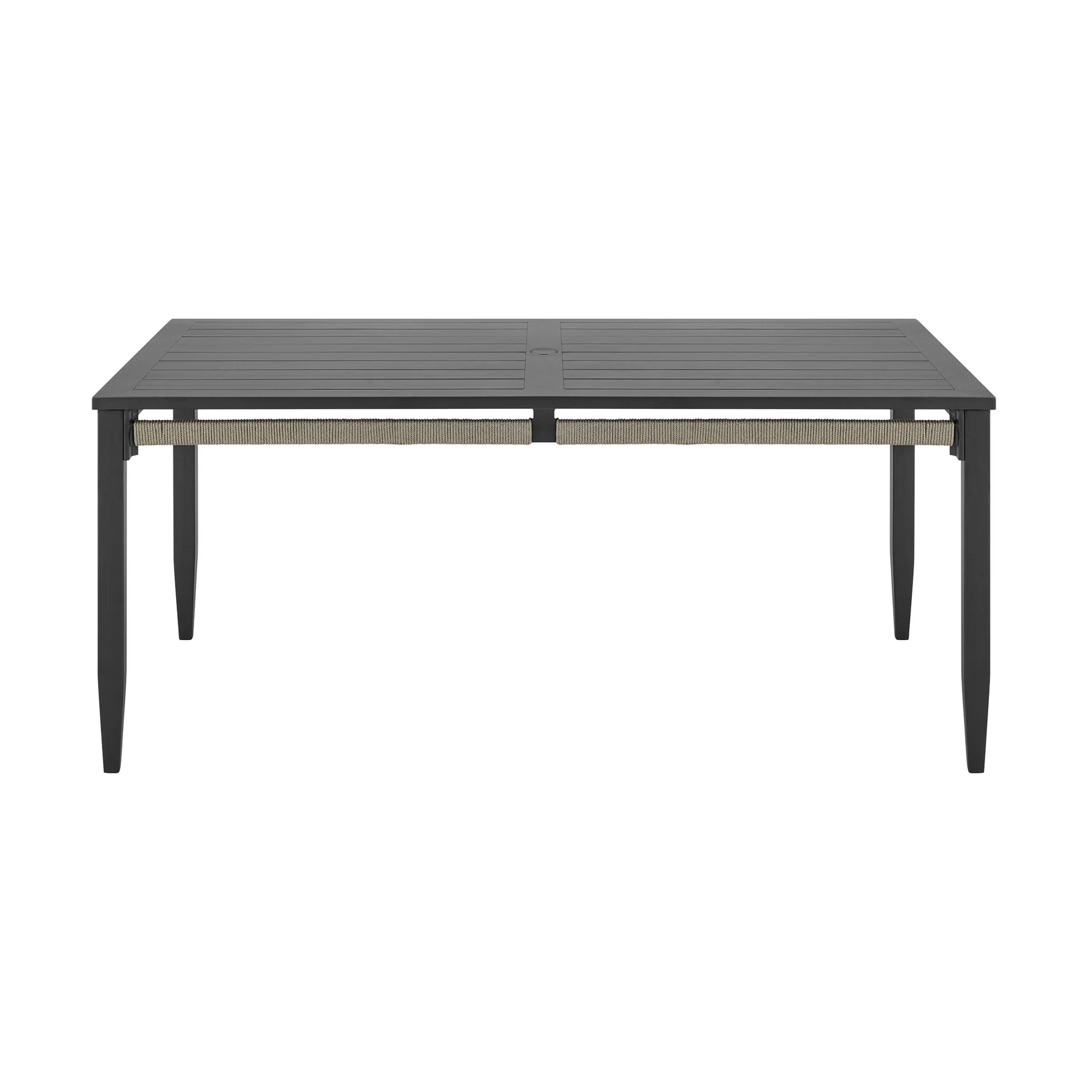 Zella Outdoor Patio 7 Piece Dining Set in Aluminum with Light Gray Rope and Cushions - Image 4