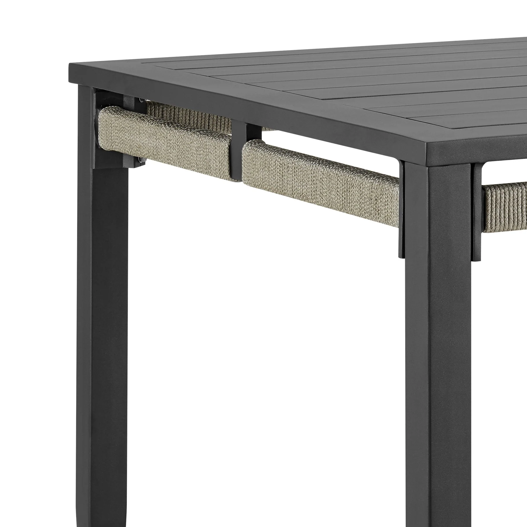 Zella Outdoor Patio 7 Piece Dining Set in Aluminum with Light Gray Rope and Cushions - Image 8
