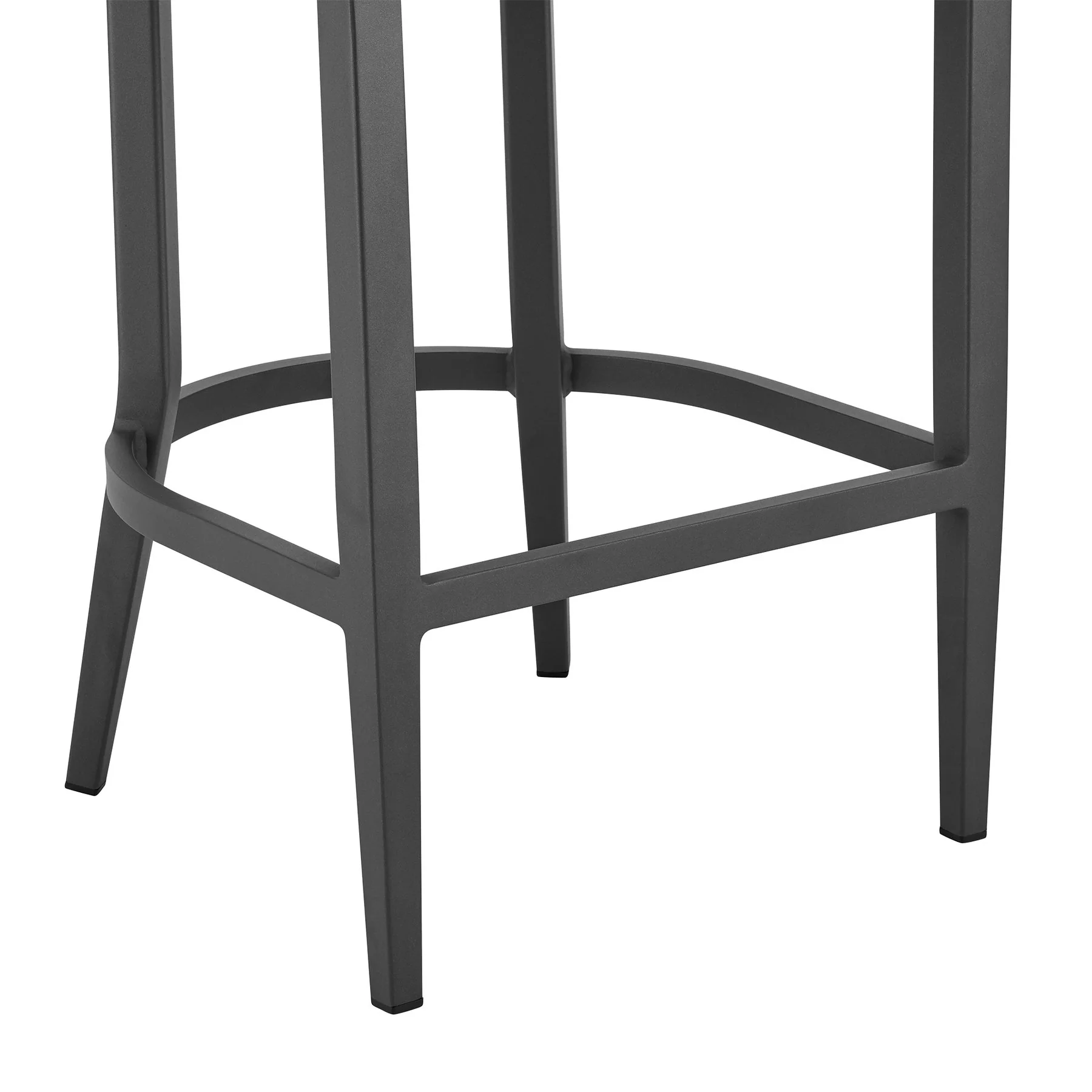 Zella Outdoor Patio Counter Stool in Aluminum with Light Gray Rope and Earl Gray Cushions - Image 8