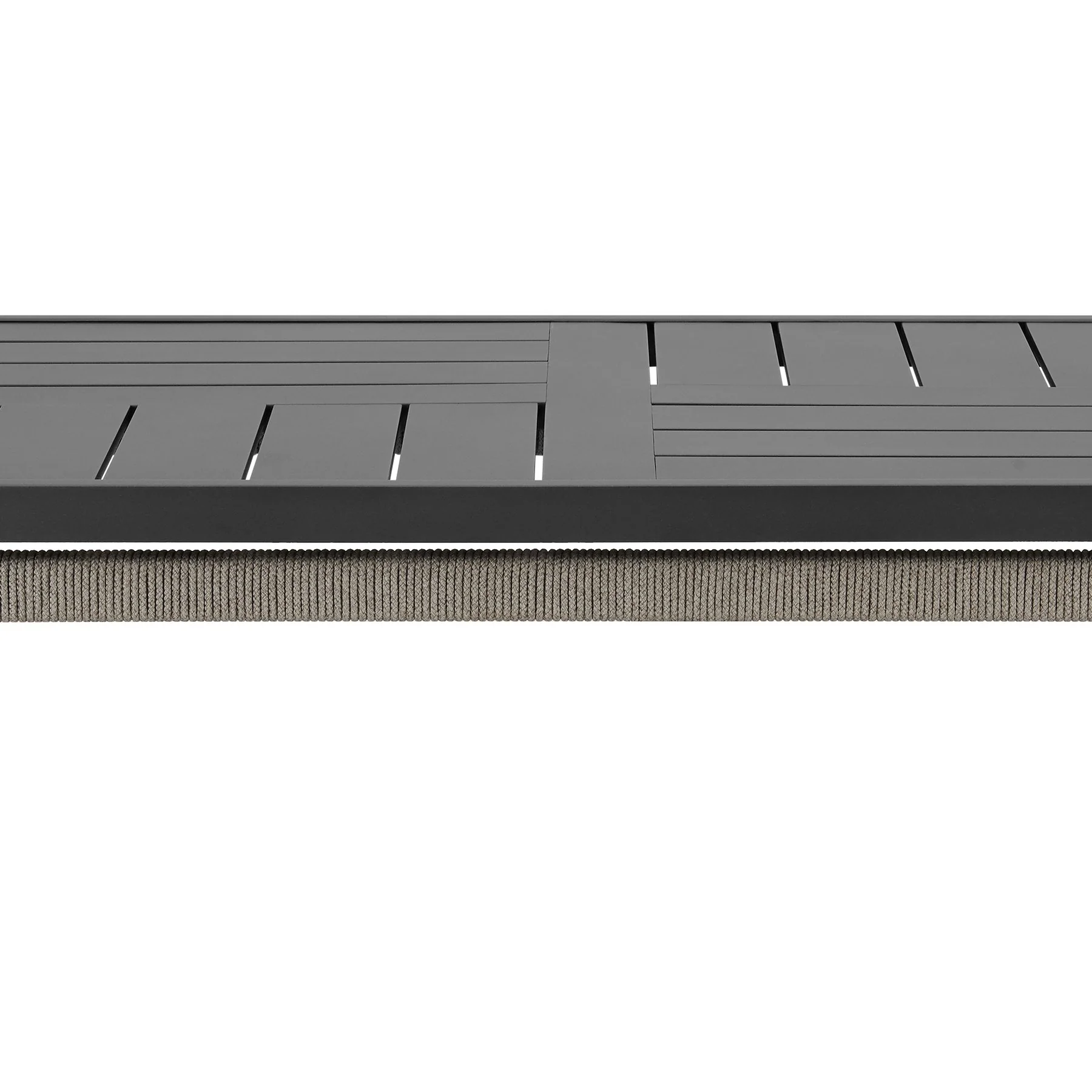 Zella Rectangular Coffee Table in Aluminum with Charcoal Finish and Light Gray Rope - Image 3