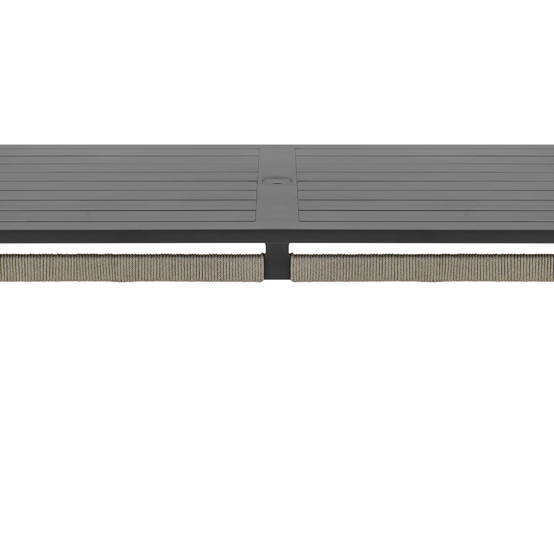 Zella Rectangular Dining Table in Aluminum with Charcoal Finish and Light Gray Rope - Image 3