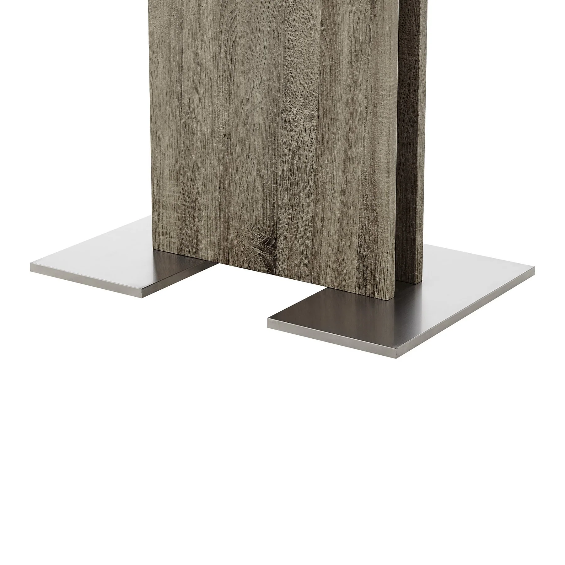 Zenith Dining Table in Walnut Wood and Brushed Stainless Steel Finish - Image 4