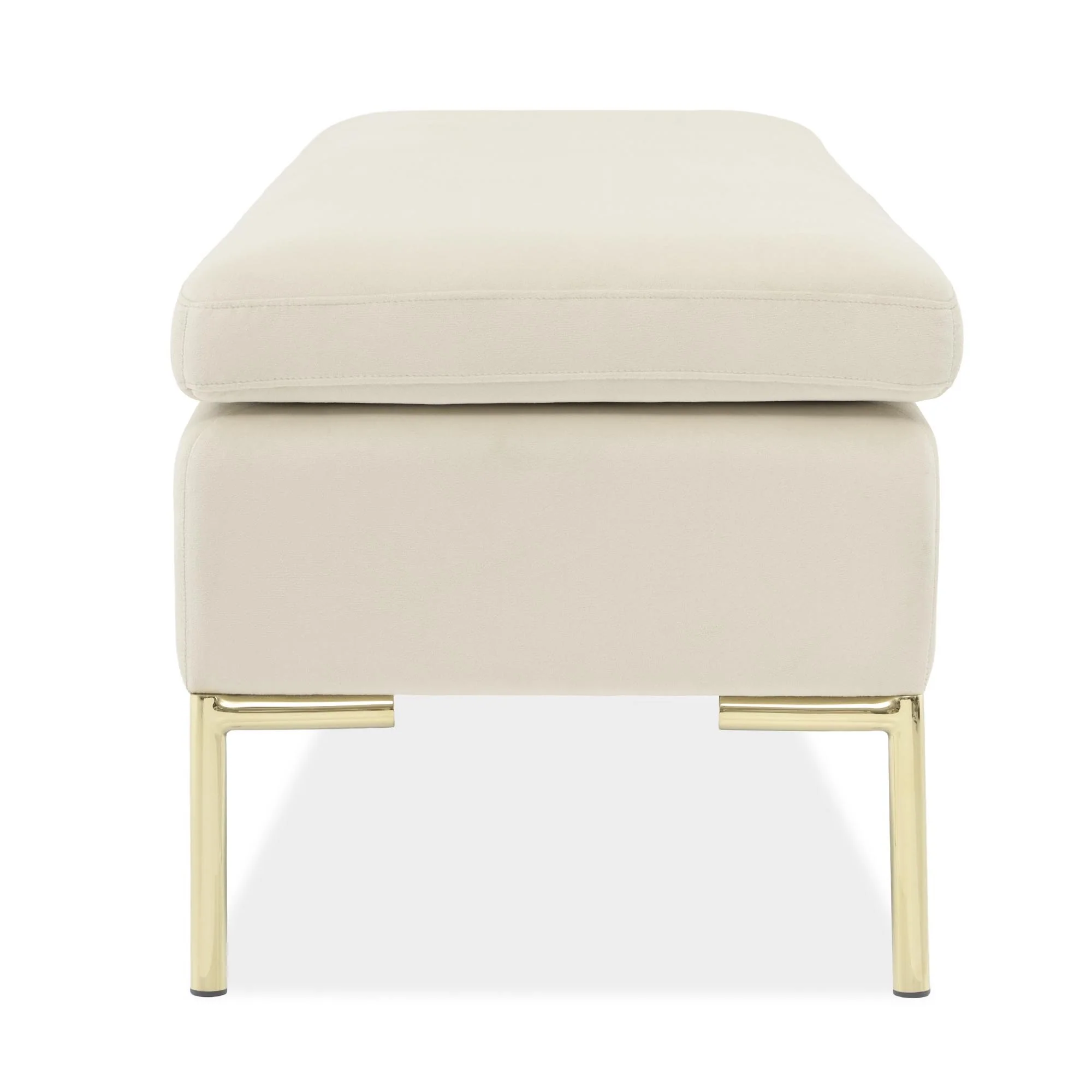 Zennia Velvet Accent Bench - Ivory/Gold - Image 3