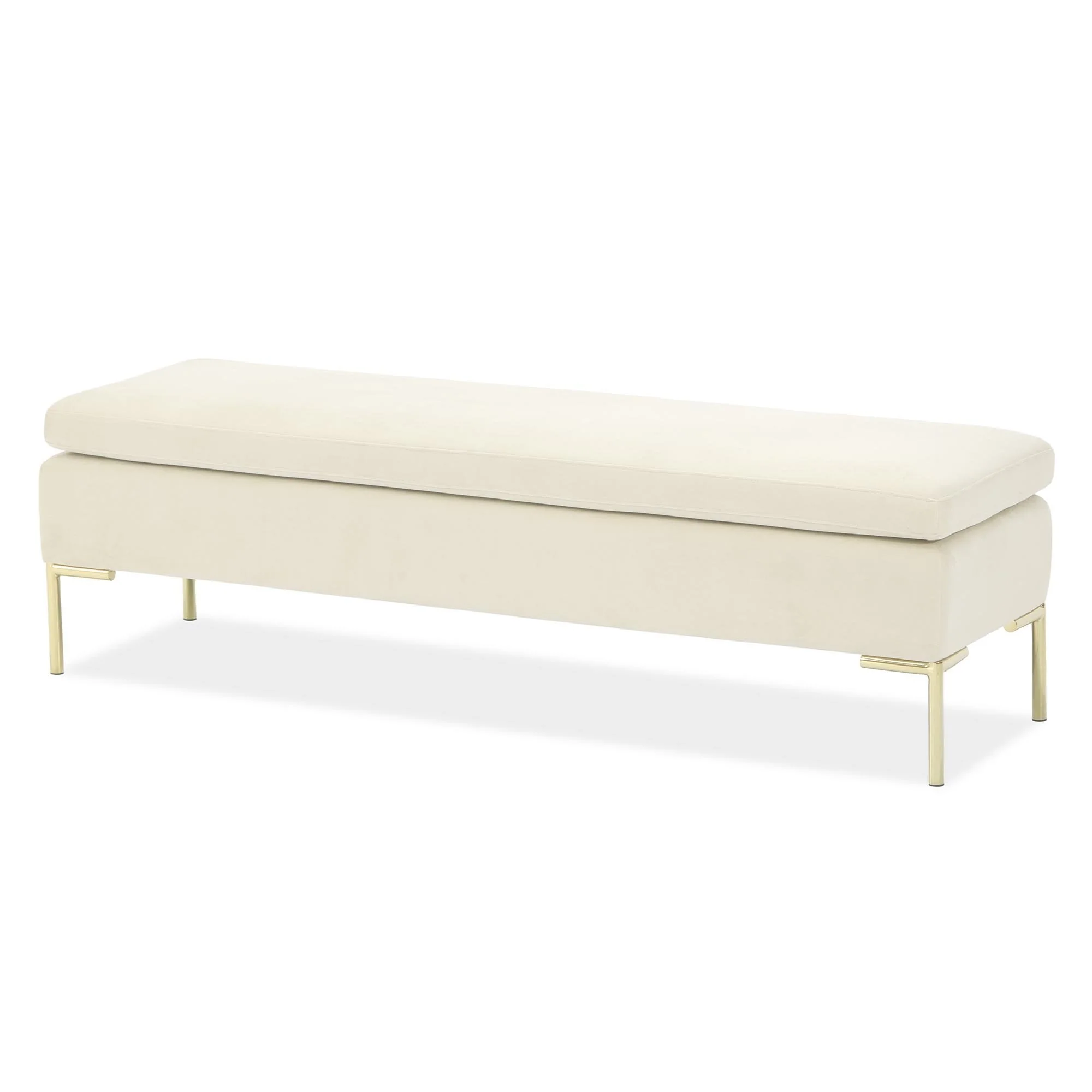 Zennia Velvet Accent Bench - Ivory/Gold - Image 5