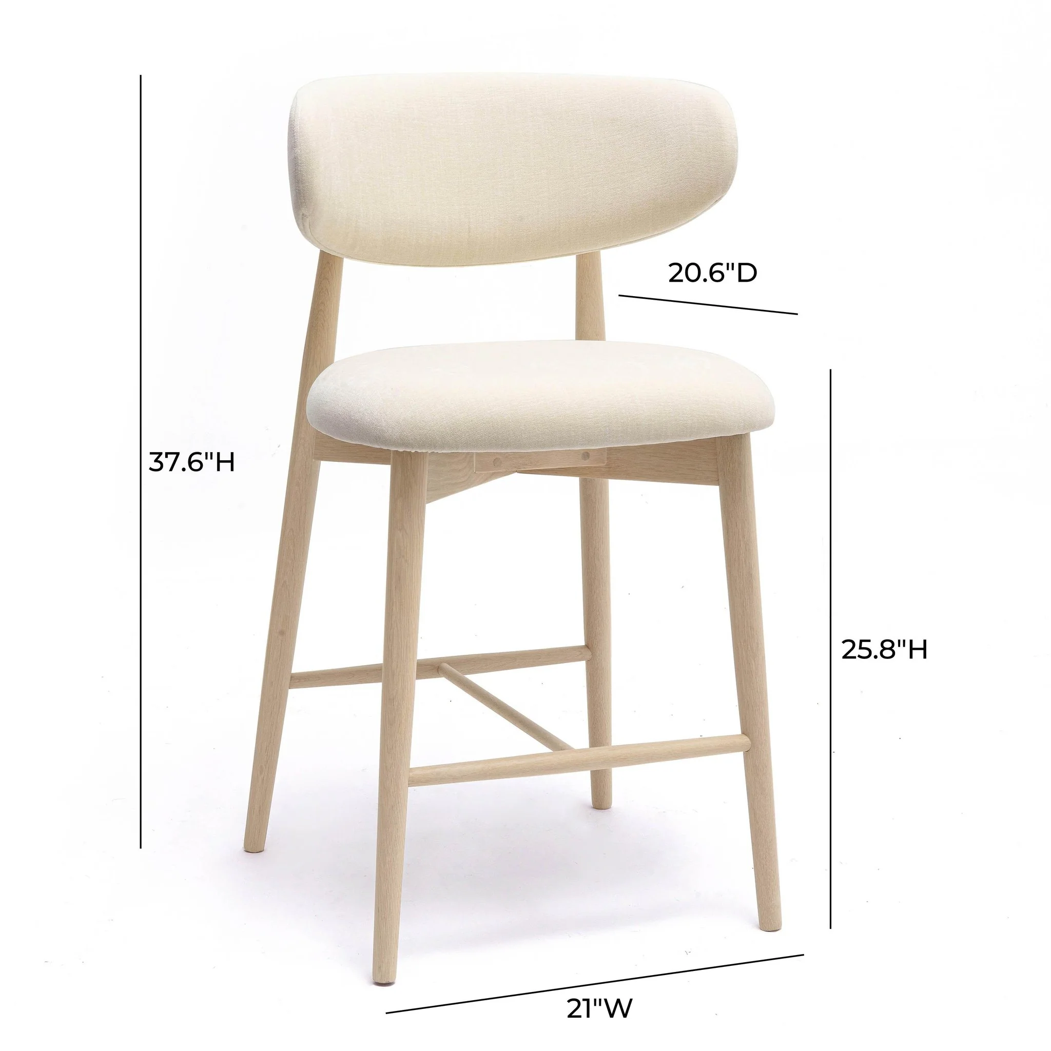 Zinea Cream Performance Textured Velvet Counter Stool - Image 6