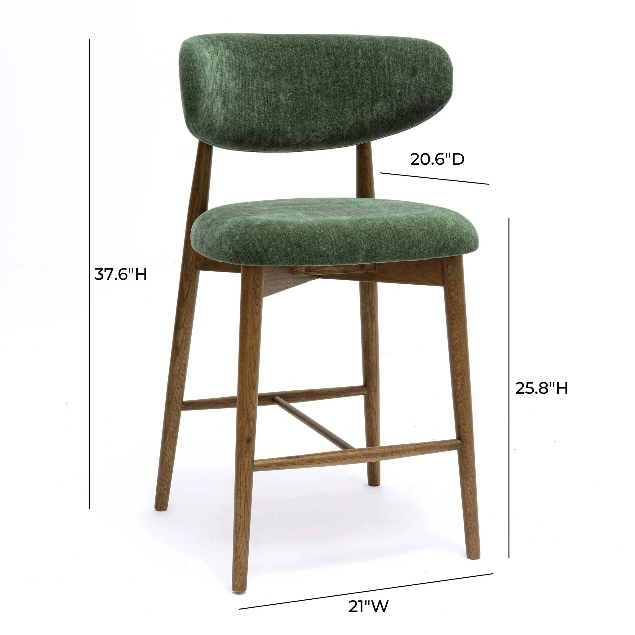 Zinea Forest Green Performance Textured Velvet Counter Stool - Image 6