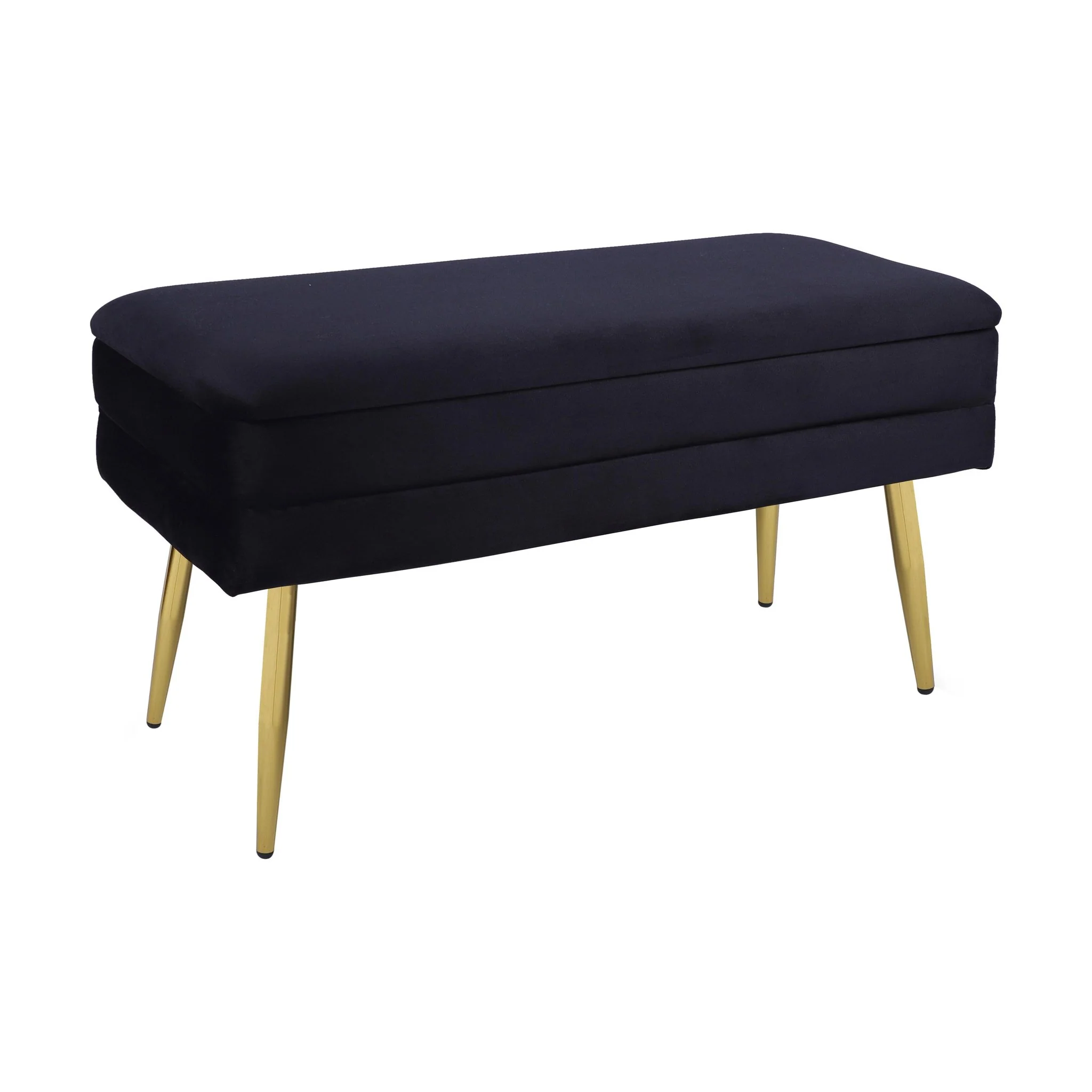 Ziva Black Velvet Storage Bench - Image 3