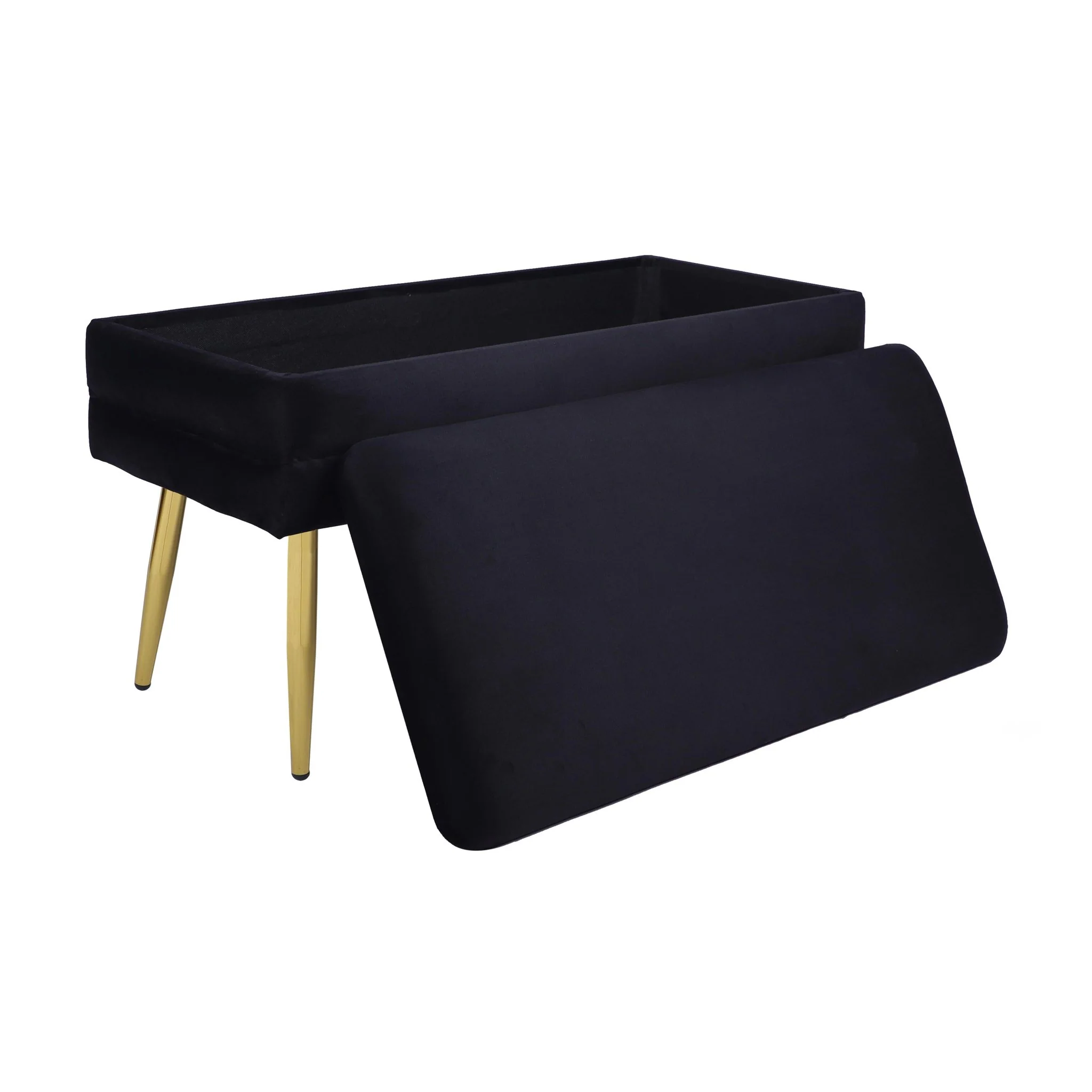 Ziva Black Velvet Storage Bench - Image 5