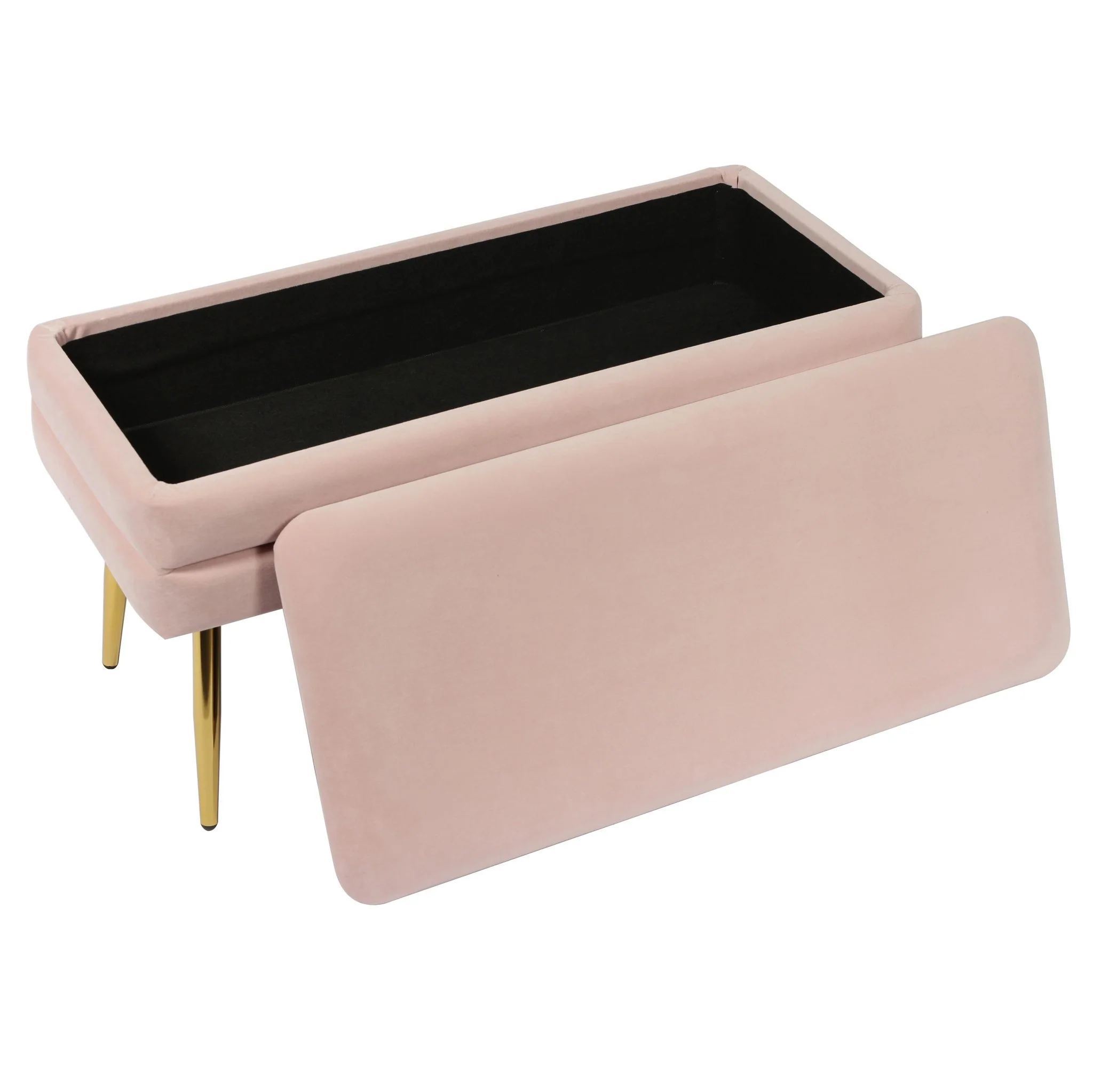Ziva Blush Velvet Storage Bench - Image 5