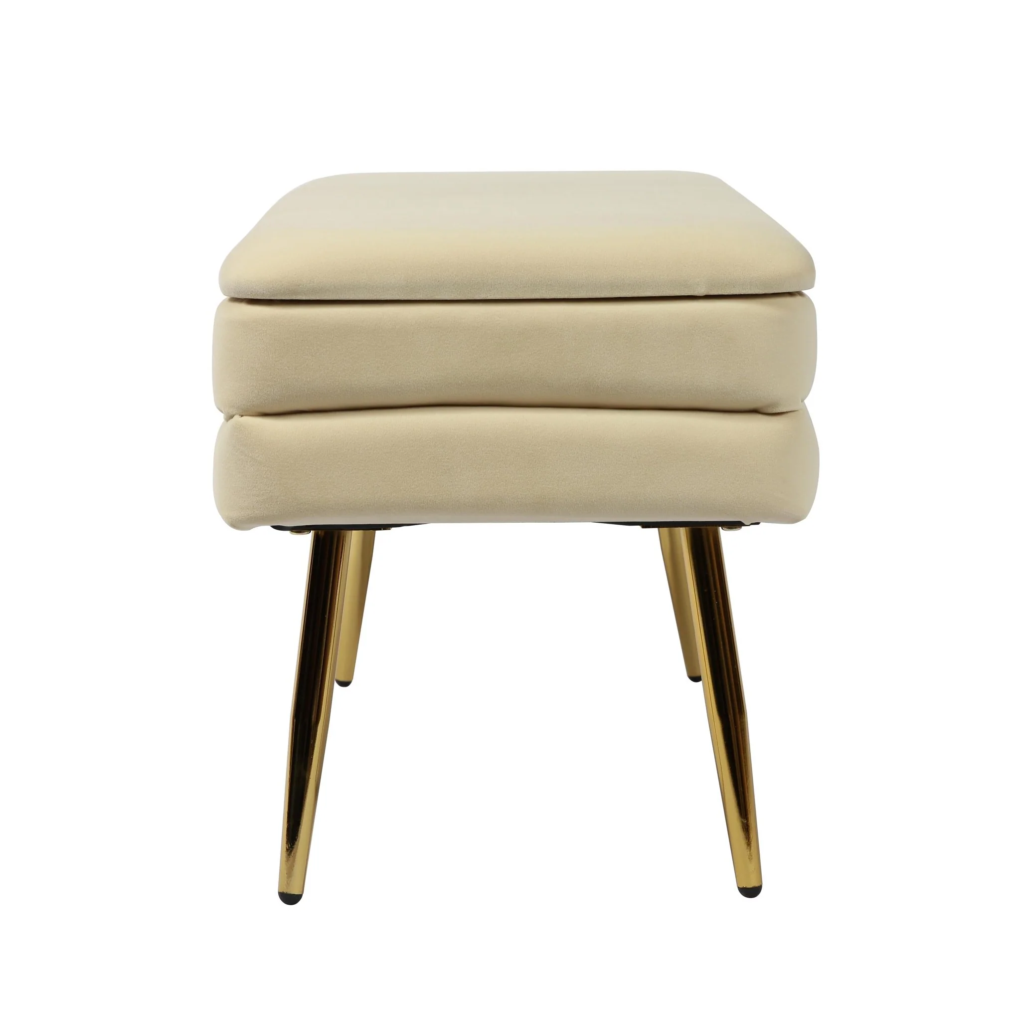 Ziva Cream Velvet Storage Bench - Image 4
