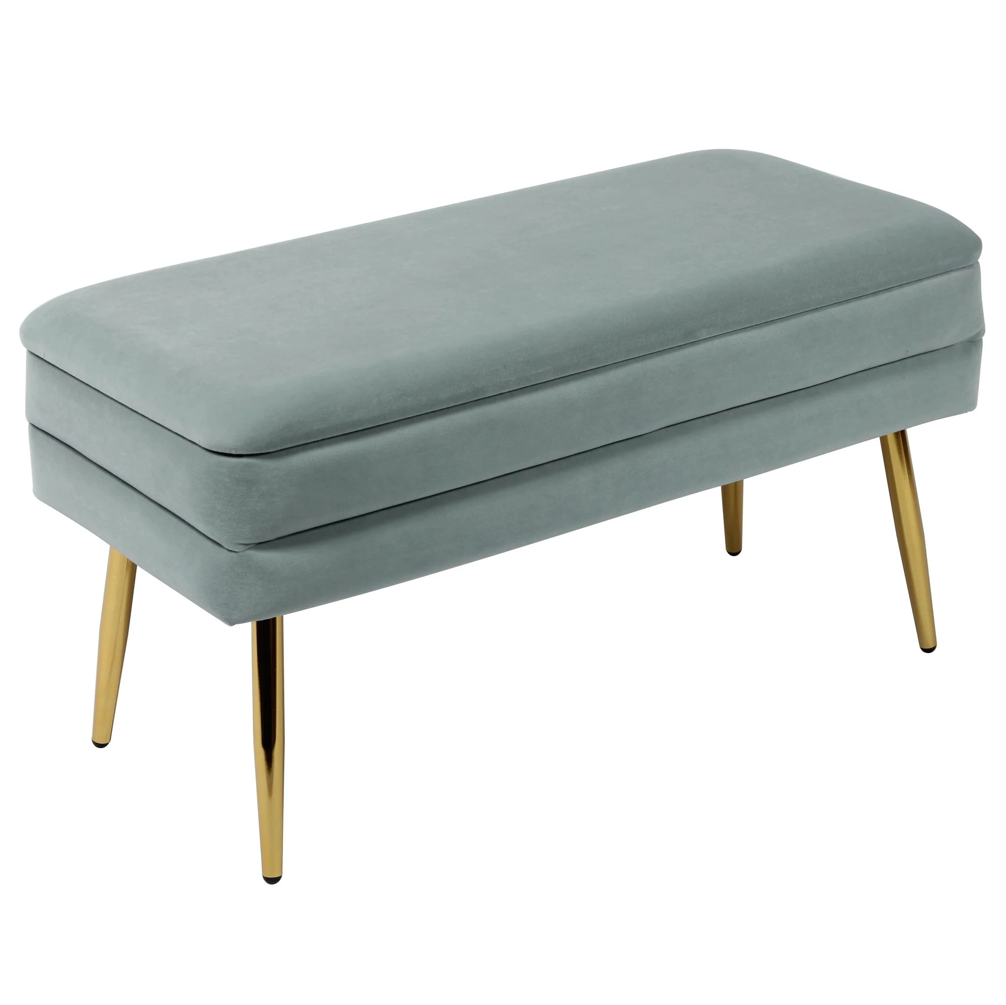 Ziva Sea Blue Velvet Storage Bench - Image 3