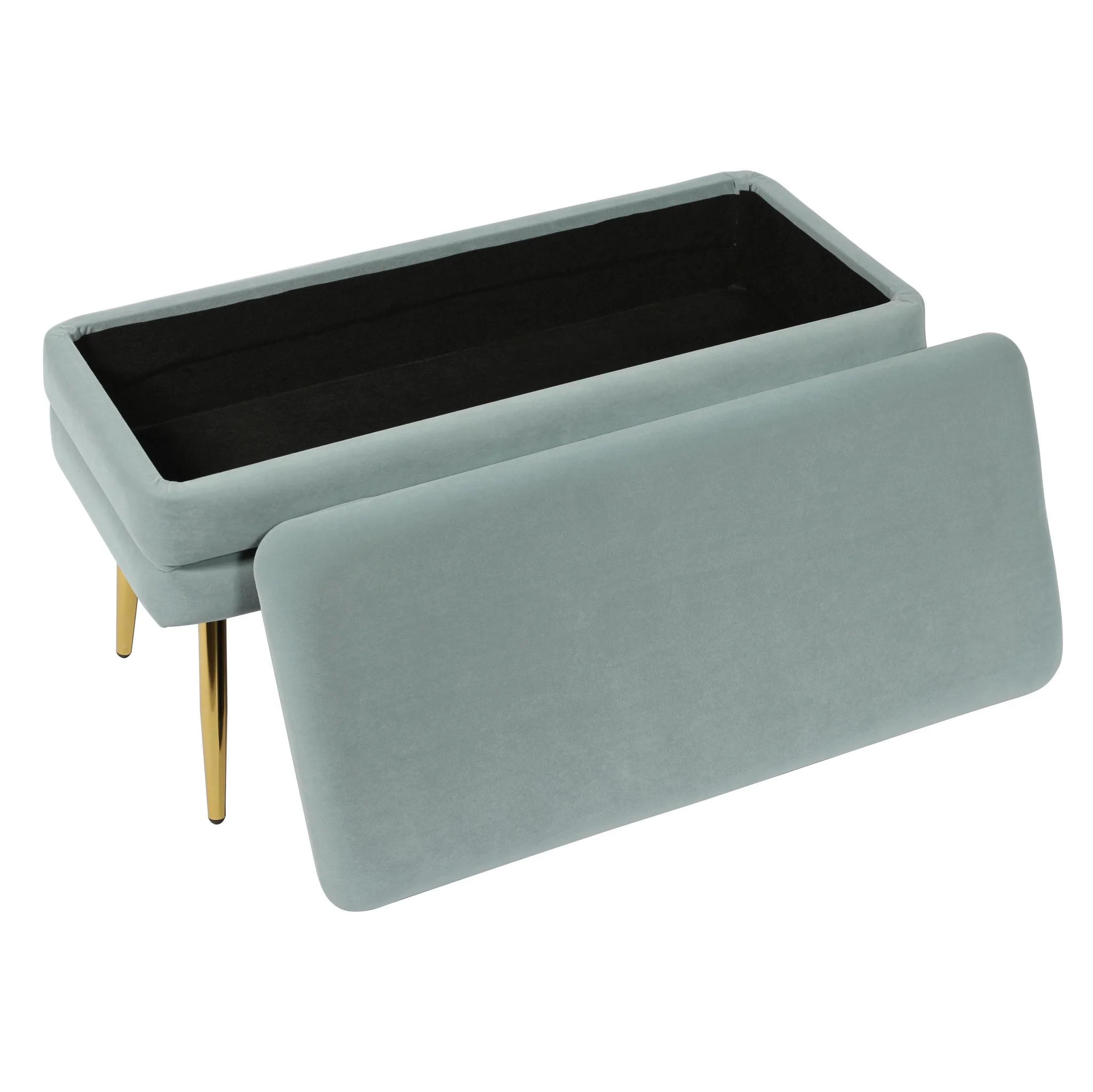 Ziva Sea Blue Velvet Storage Bench - Image 5