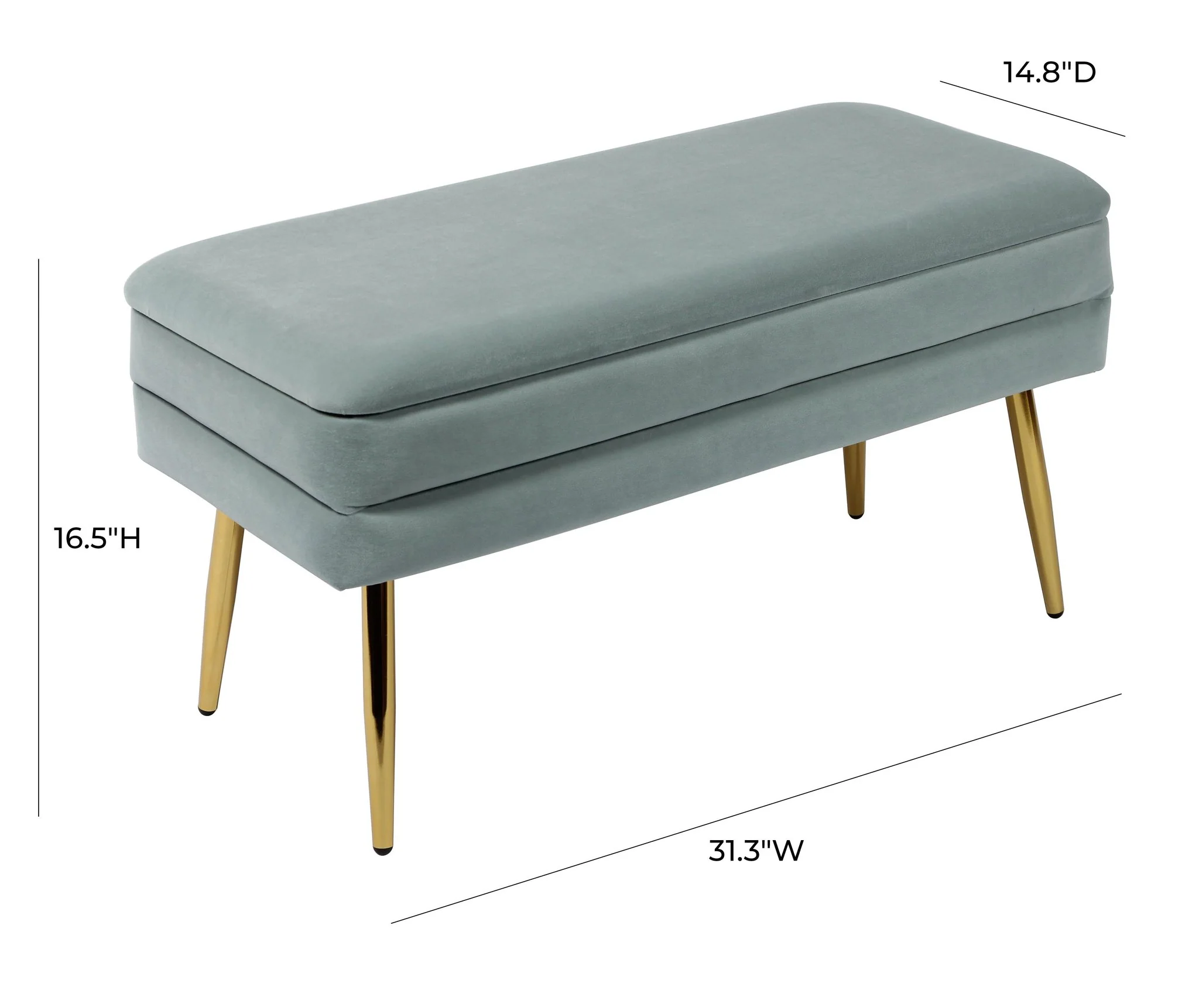 Ziva Sea Blue Velvet Storage Bench - Image 6