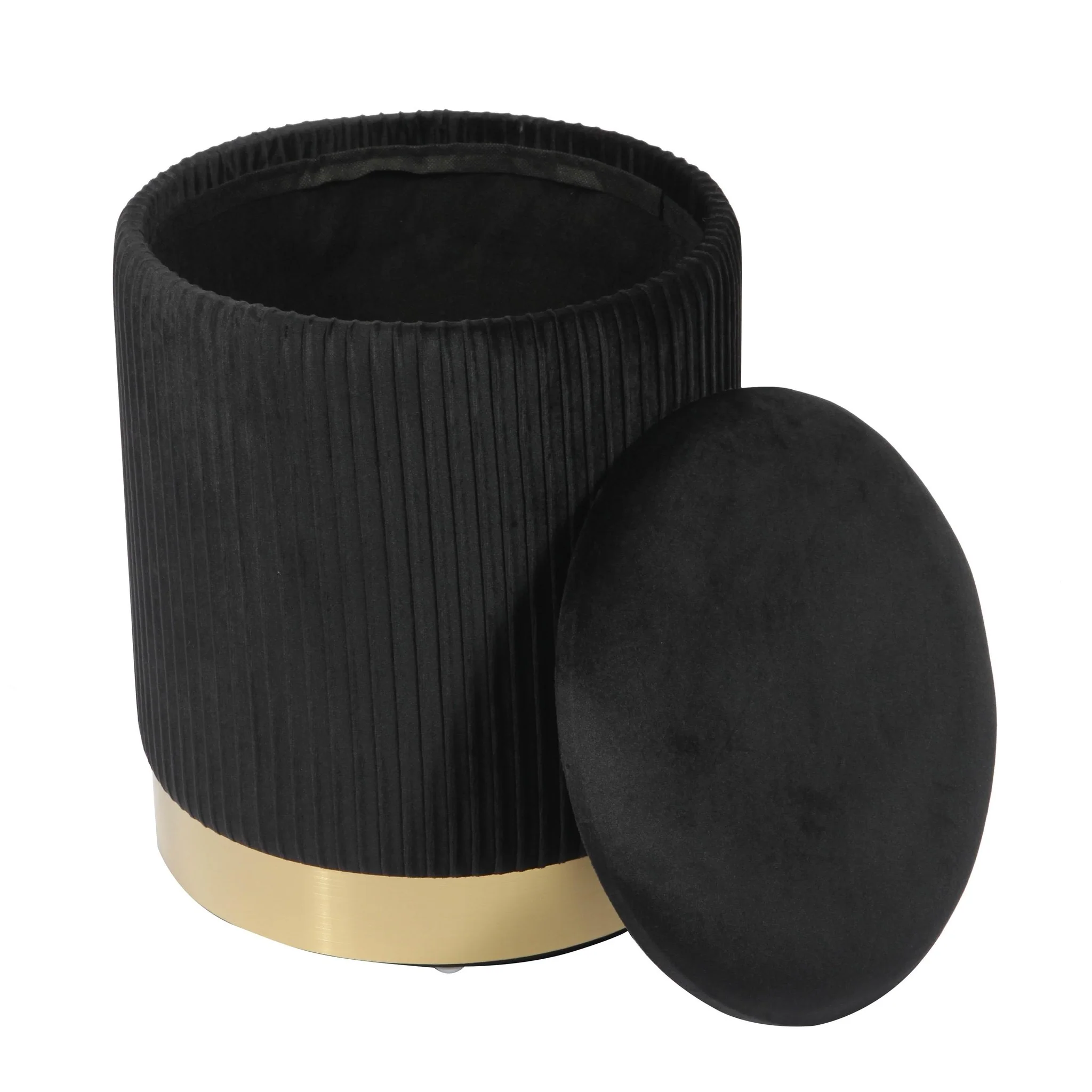 Zoe Black Velvet Storage Ottoman - Image 3