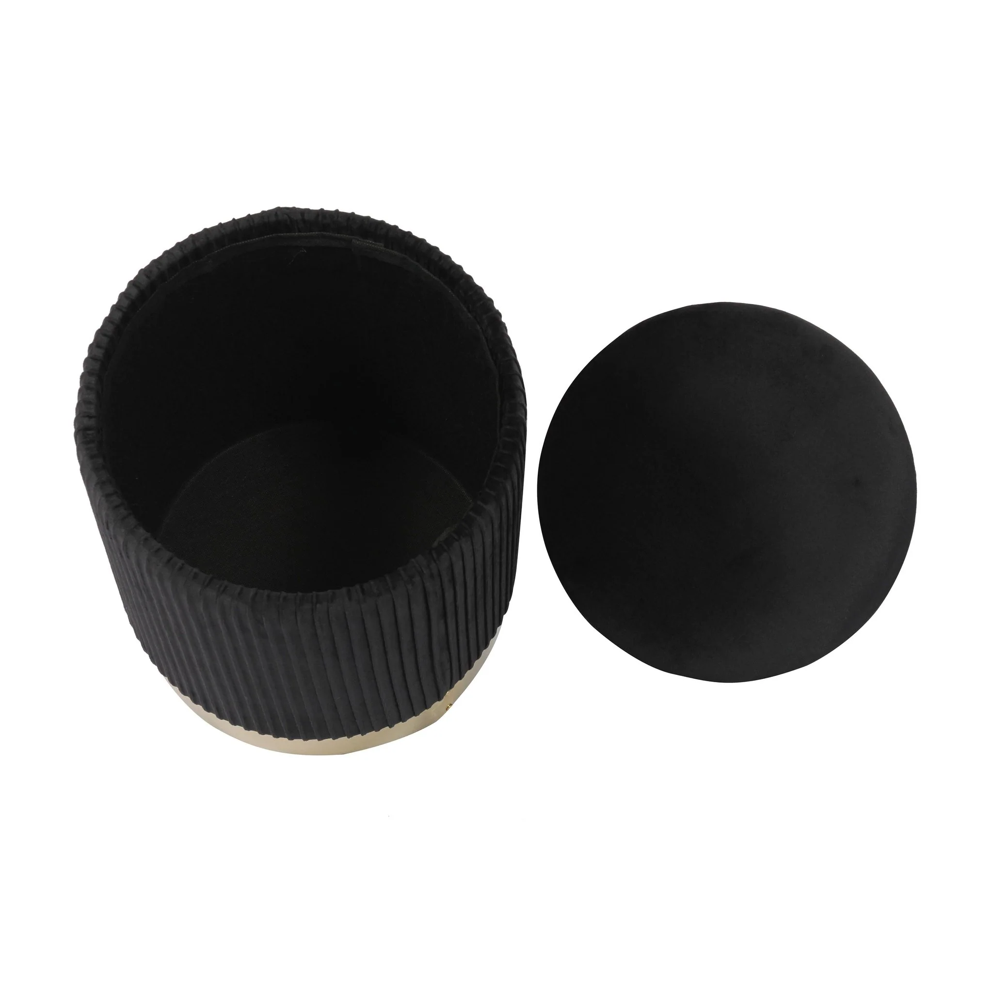 Zoe Black Velvet Storage Ottoman - Image 5