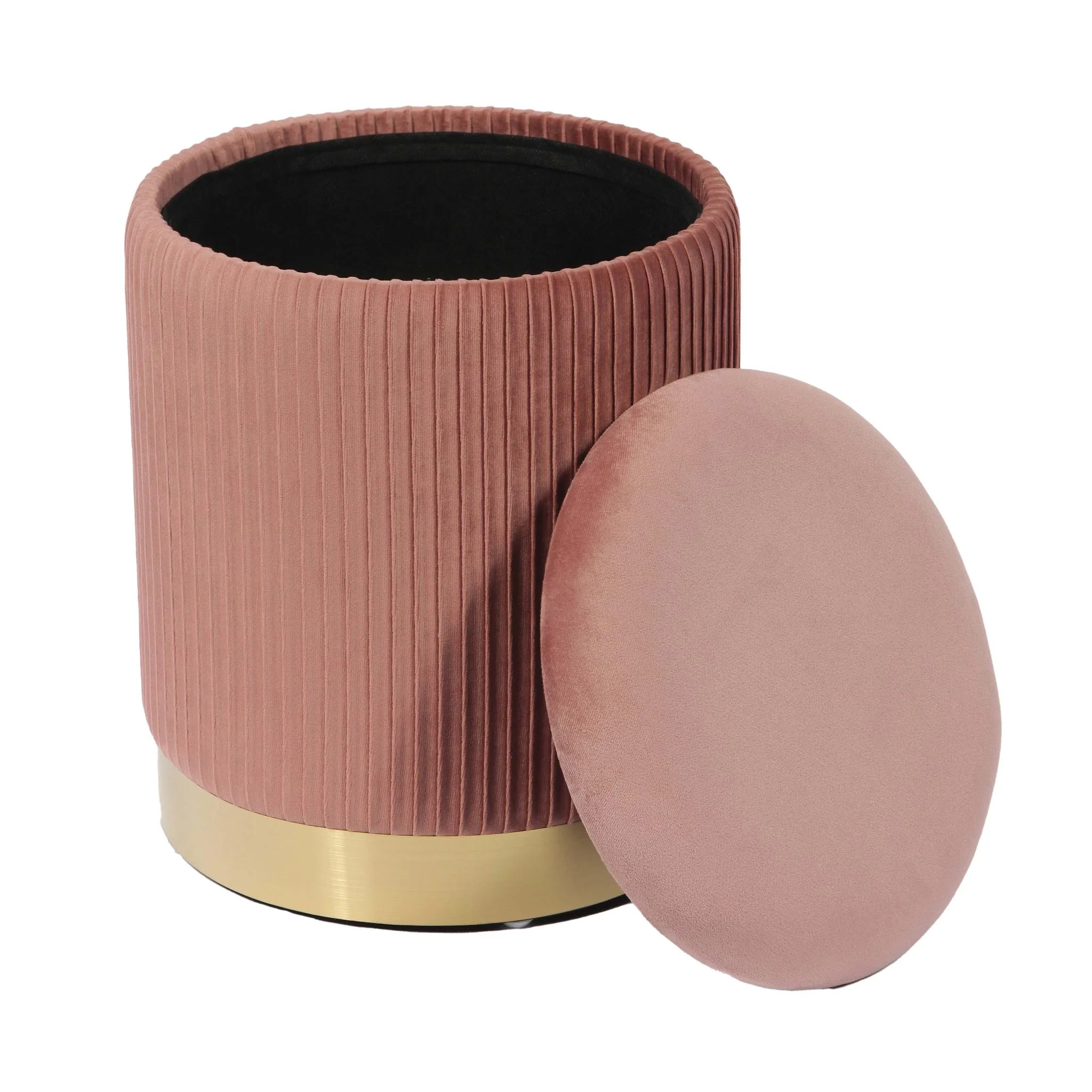 Zoe Blush Velvet Storage Ottoman - Image 3
