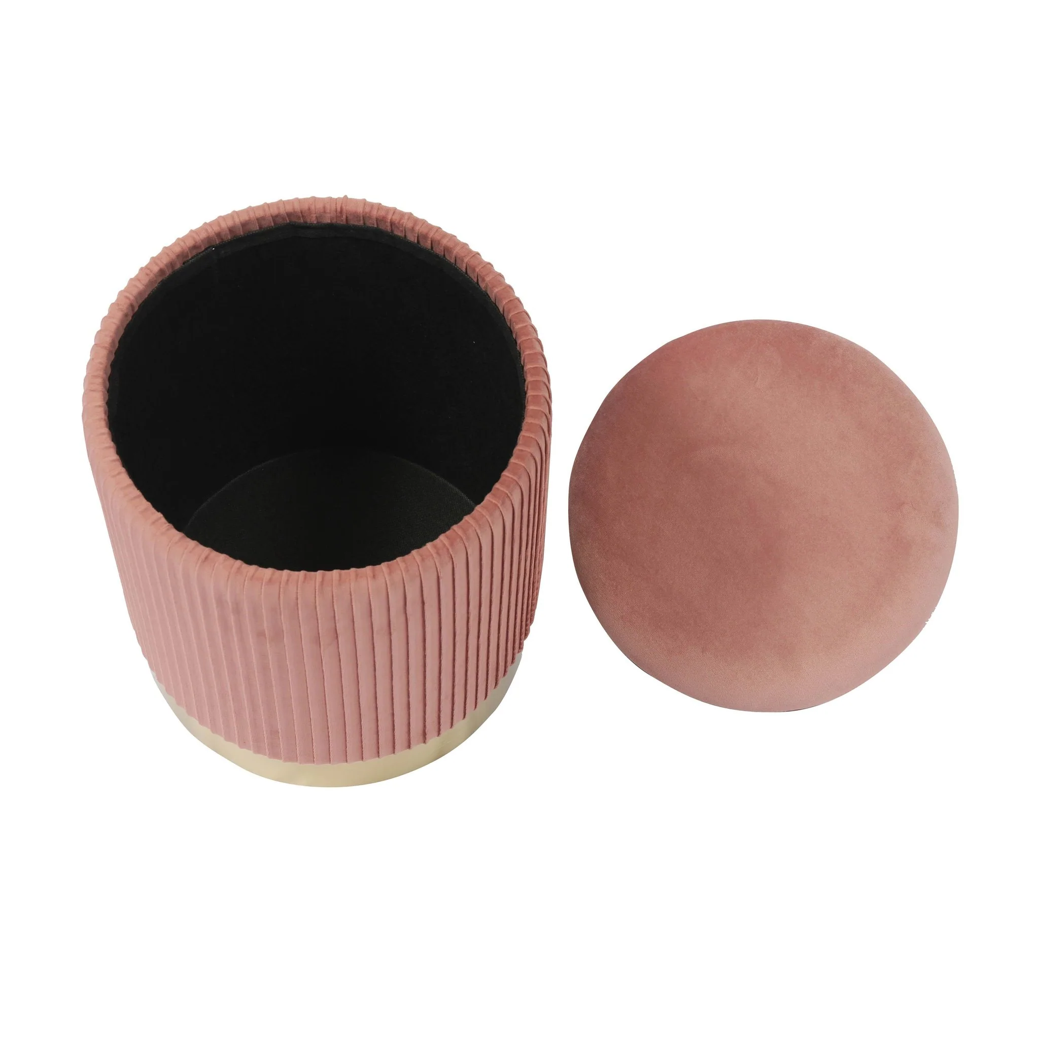 Zoe Blush Velvet Storage Ottoman - Image 5