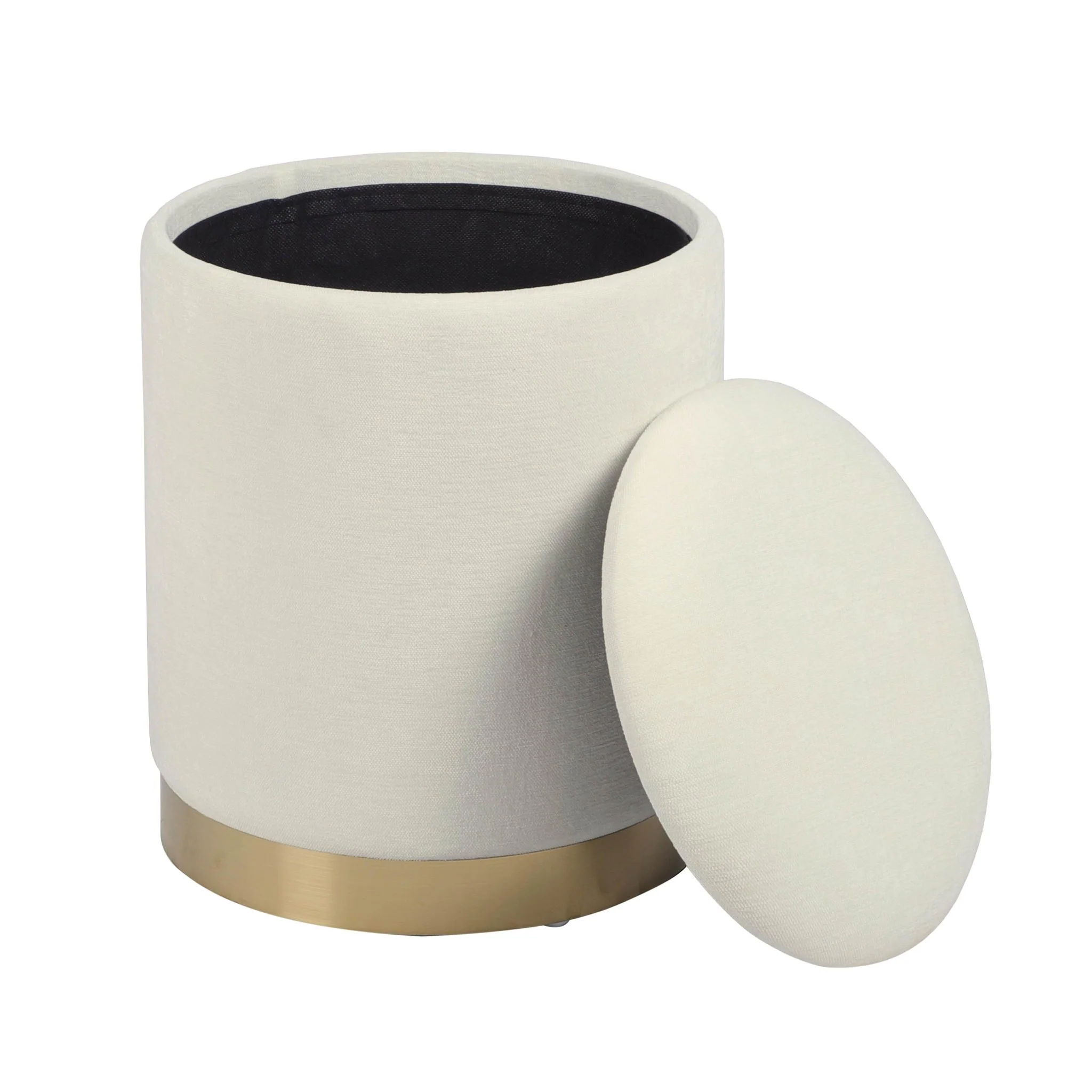 Zoe Cream Chenille Storage Ottoman - Image 3
