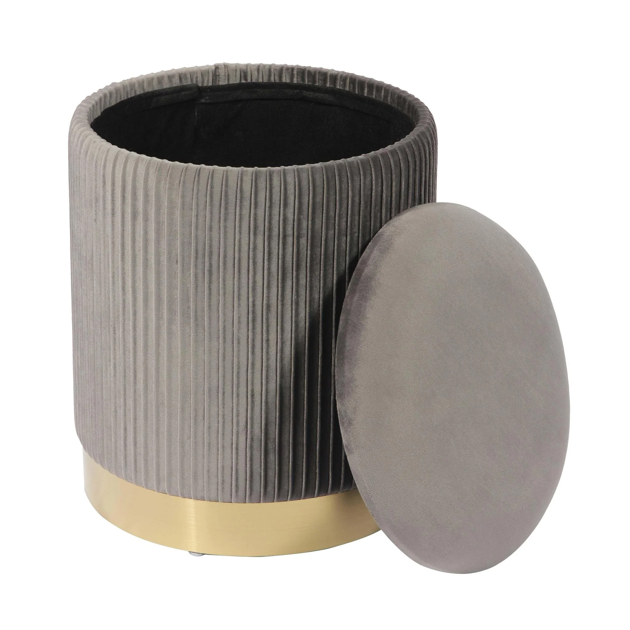 Zoe Grey Velvet Storage Ottoman - Image 3
