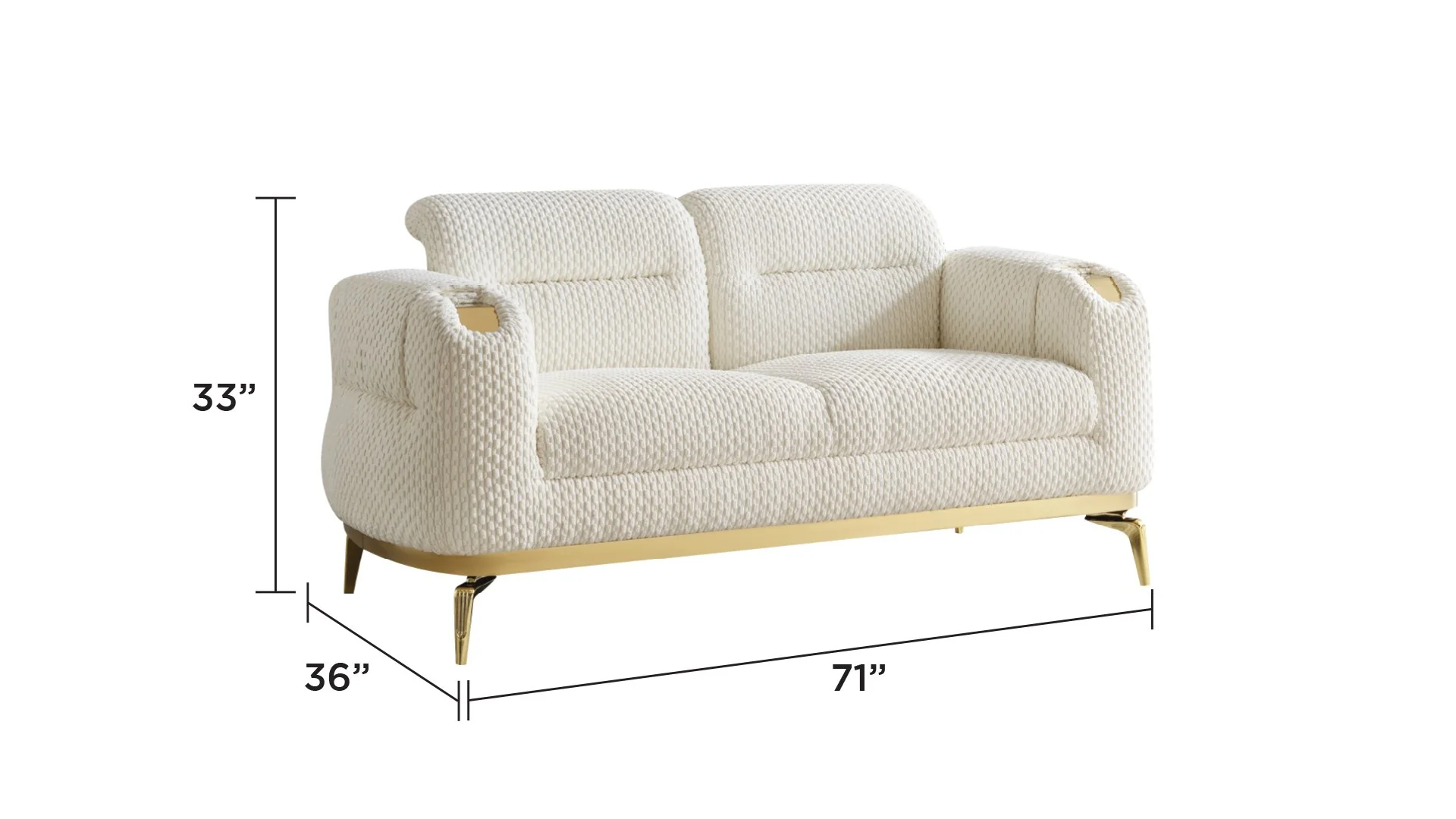 Zoe Loveseat Cream - Image 2