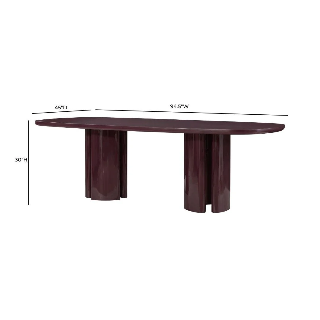 Zola Burgundy Lacquer Oval Dining Table - Image 10