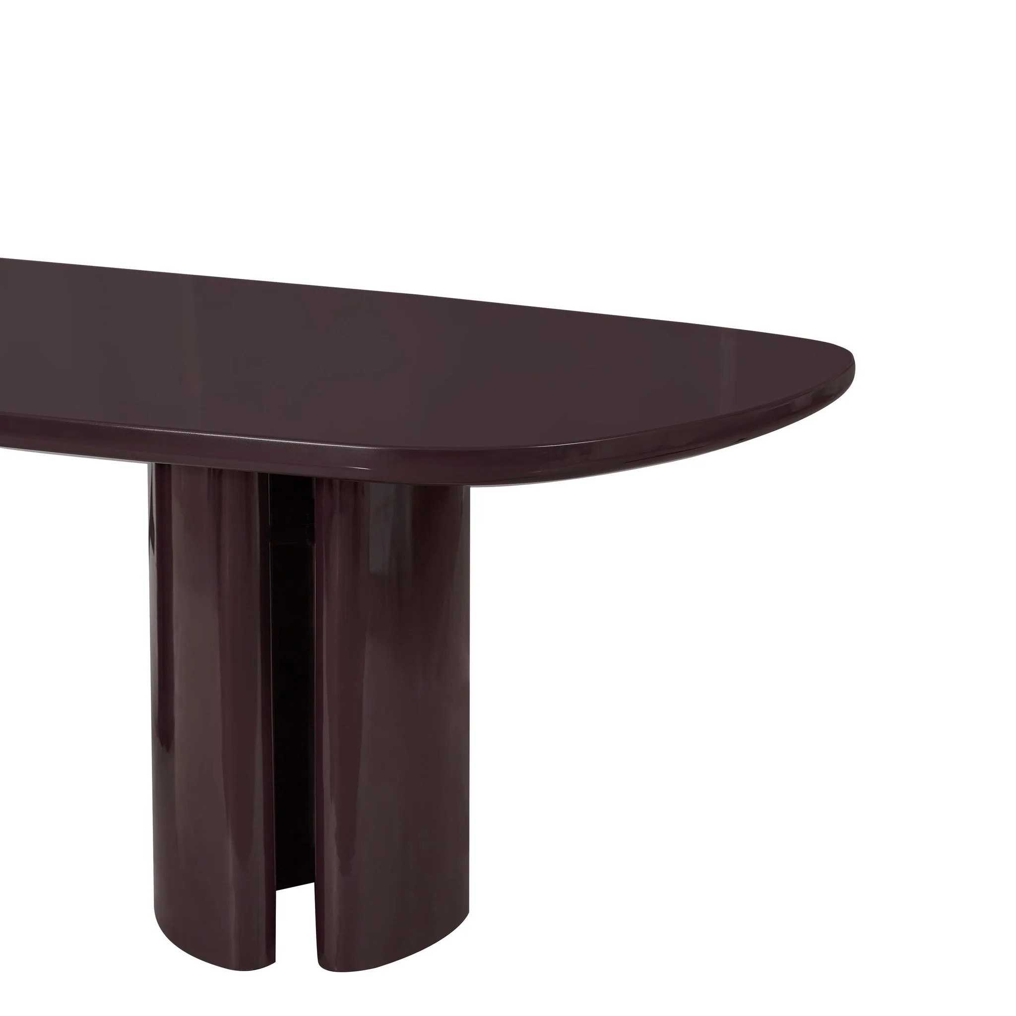 Zola Burgundy Lacquer Oval Dining Table - Image 5