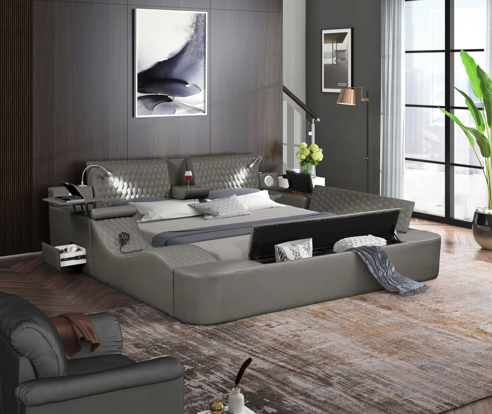 Zoya King Bed Gray - Image 2