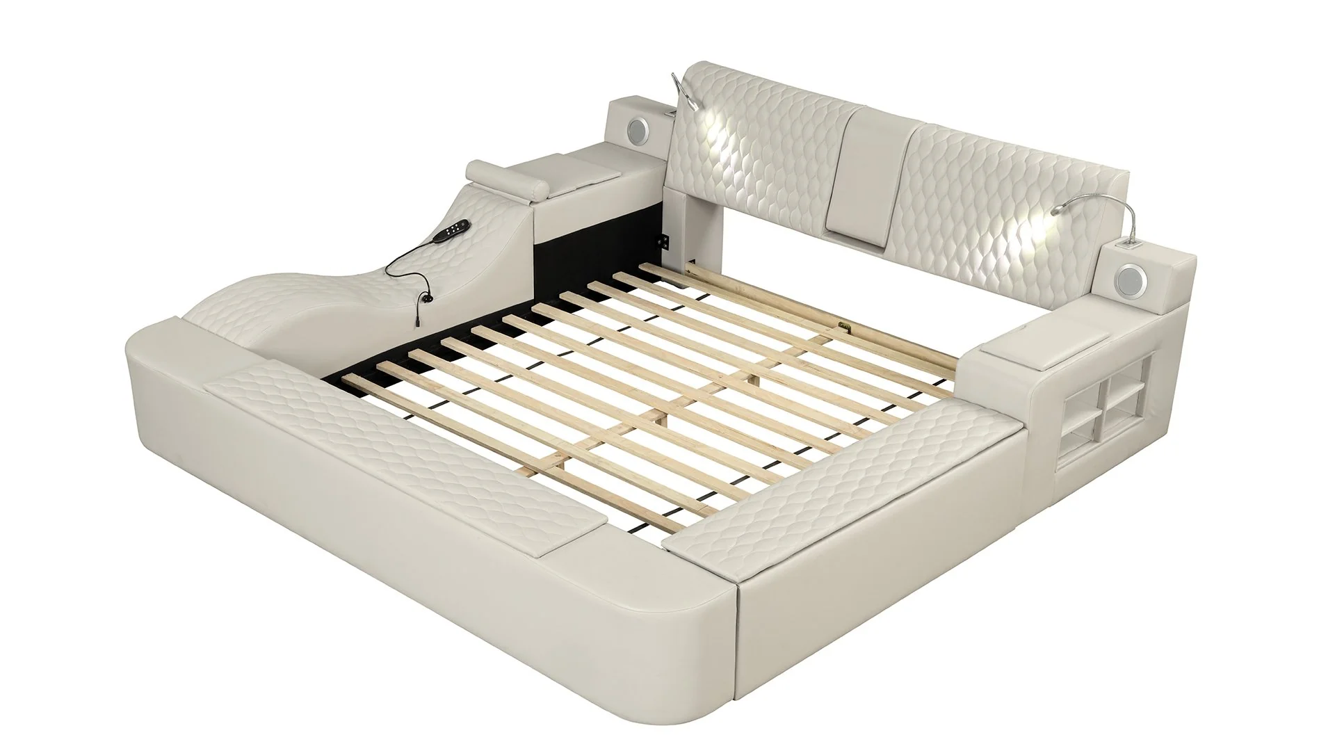 Zoya Queen Bed Beige - Image 6