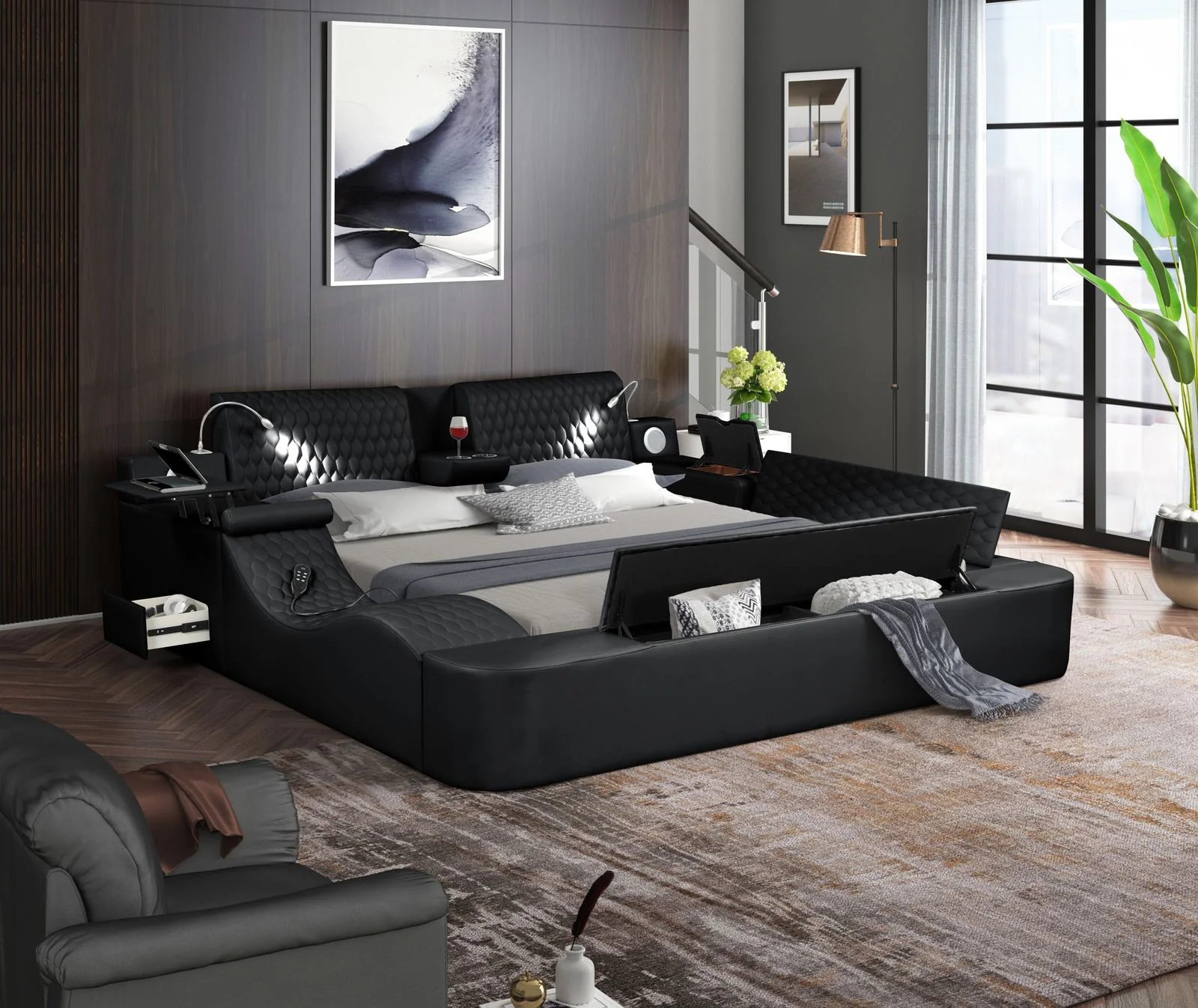 Zoya Queen Bed Black - Image 2