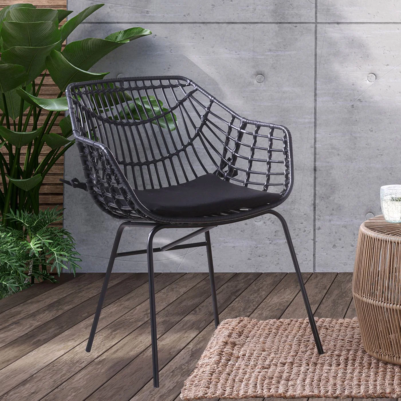 Zuberi 3 Pc. Patio Conversation Set, Black - Image 2