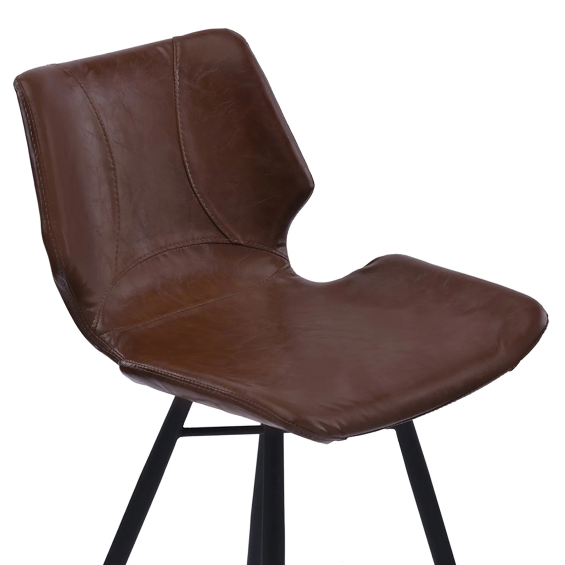 Zurich 30" Bar Height Metal Barstool in Vintage Coffee Faux Leather and Black Metal Finish - Image 3