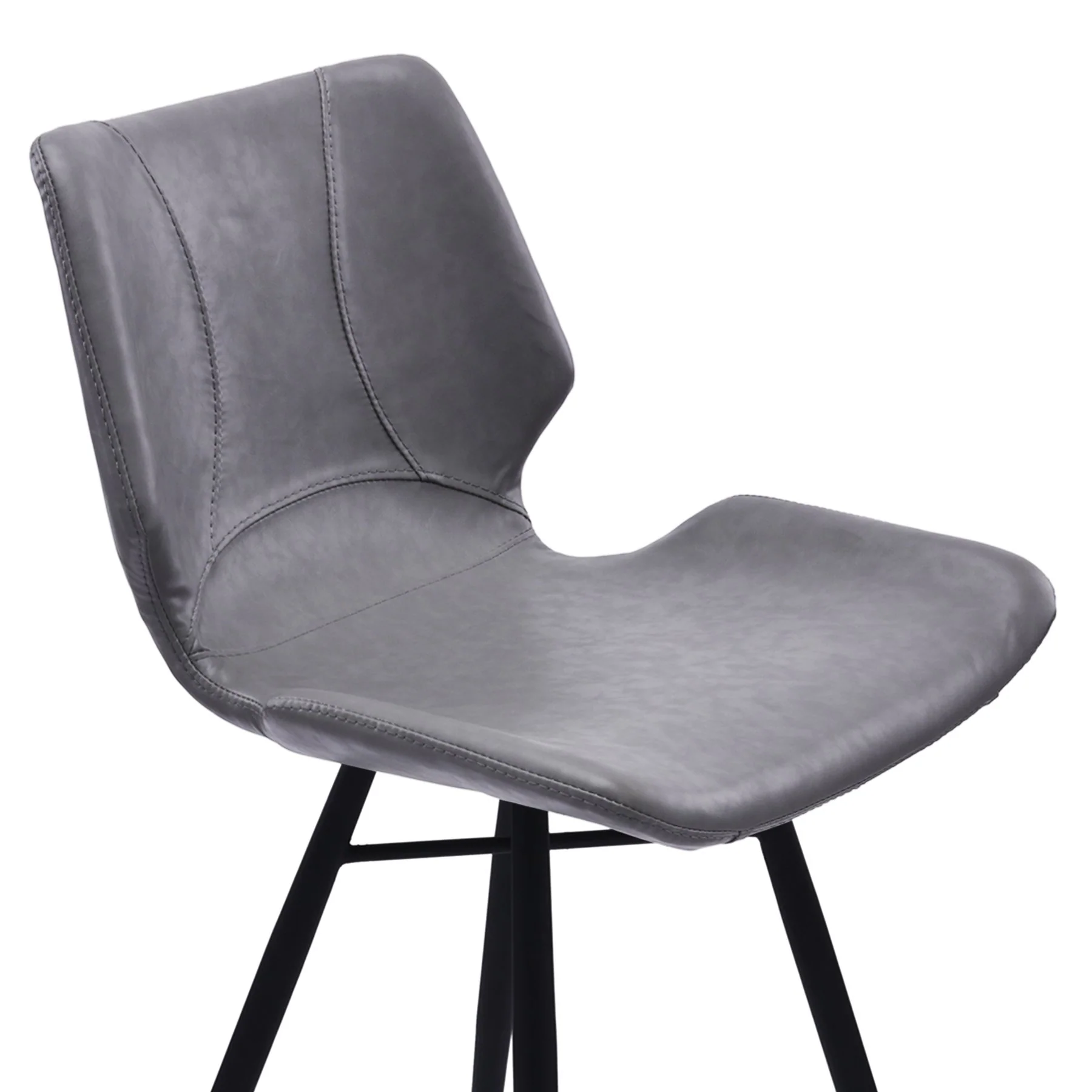 Zurich 30" Bar Height Metal Barstool in Vintage Gray Faux Leather and Black Metal Finish - Image 3