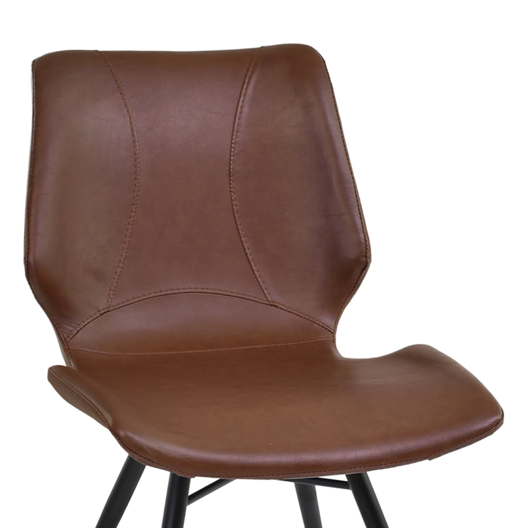 Zurich Dining Chair in Vintage Coffee Faux Leather and Black Metal Finish - Set of 2 - Image 4