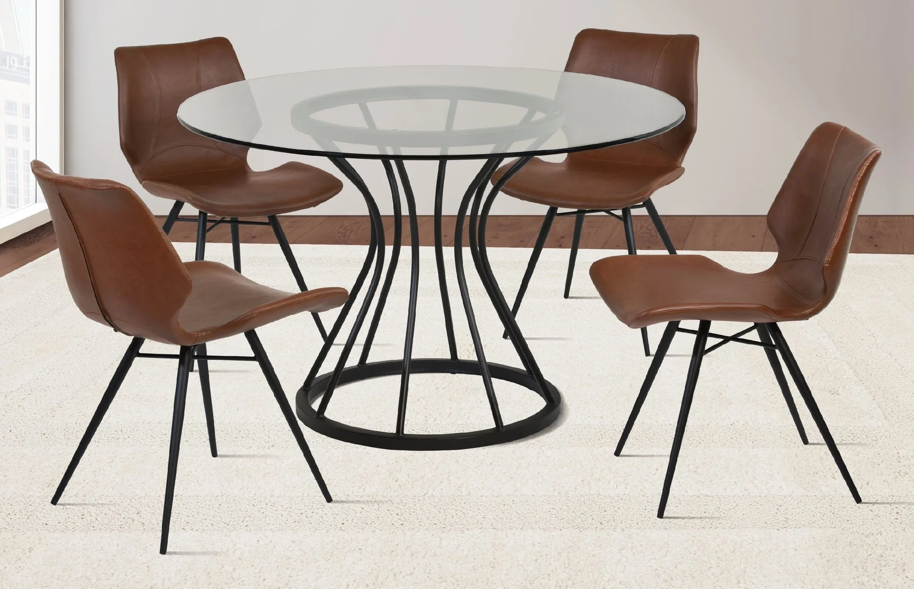 Zurich Dining Chair in Vintage Coffee Faux Leather and Black Metal Finish - Set of 2 - Image 8
