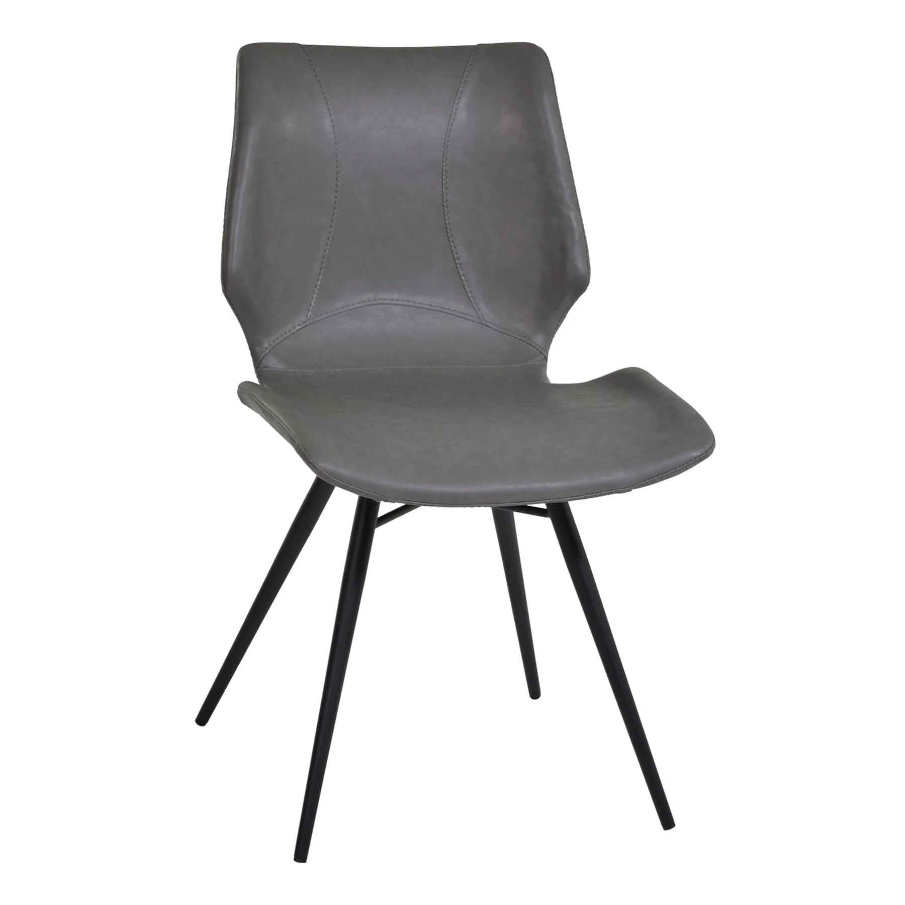 Zurich Dining Chair in Vintage Gray Faux Leather and Black Metal Finish - Set of 2 - Image 2