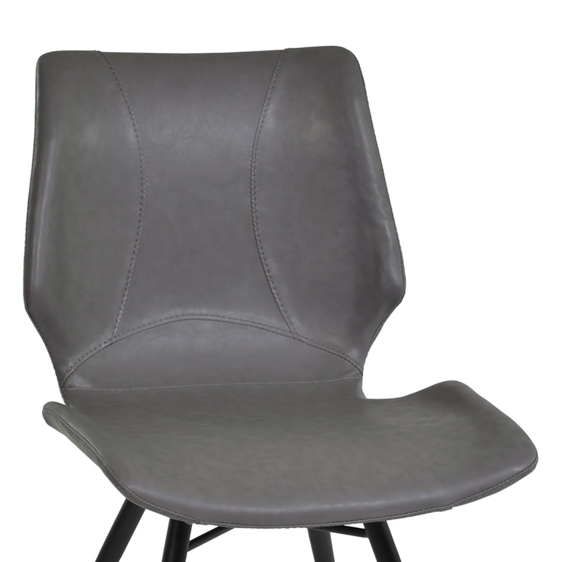 Zurich Dining Chair in Vintage Gray Faux Leather and Black Metal Finish - Set of 2 - Image 4